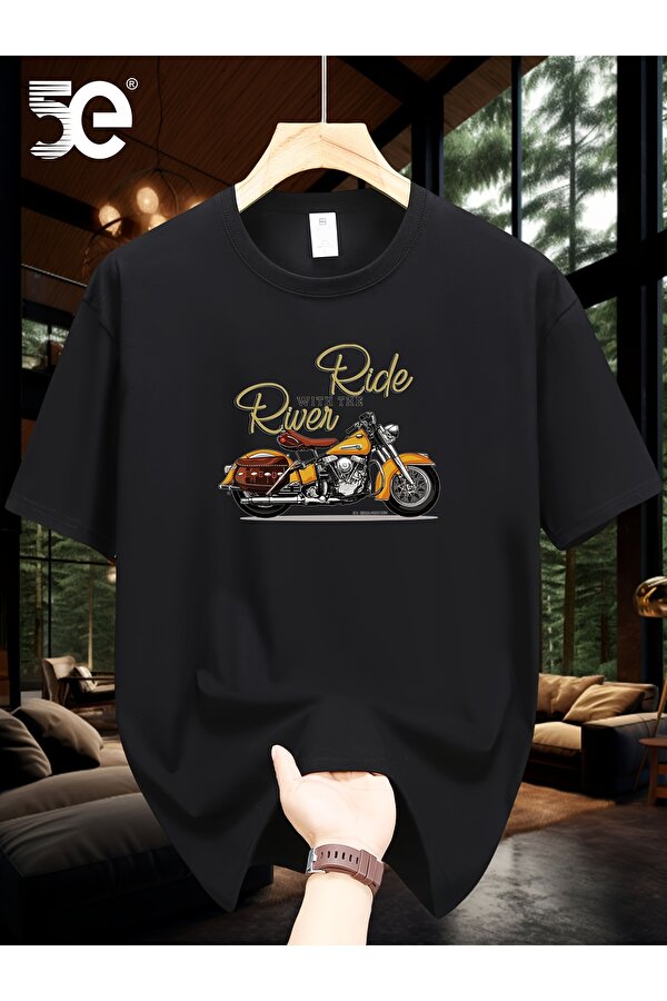 Unisex Ride River Baskılı Tasarım Tshirt - FLO 3 Al 1 Öde