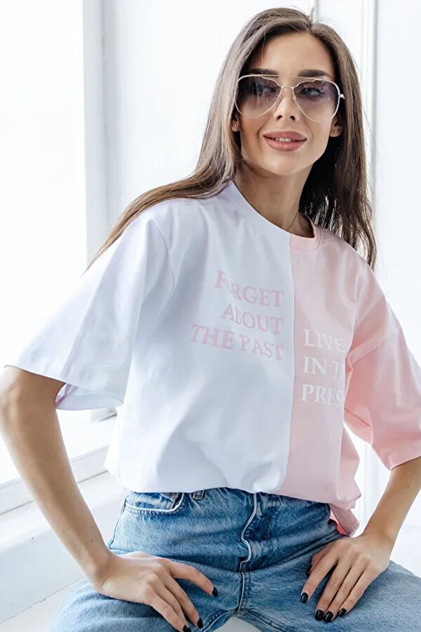 Unisex Forget Live Baskılı Oversize Tshirt - 3 Al 1 Öde
