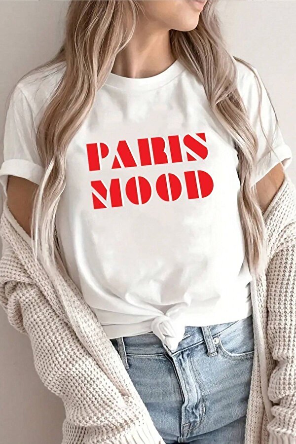 Unisex Paris Mood Baskılı Tasarım Tshirt - 3 Al 1 Öde
