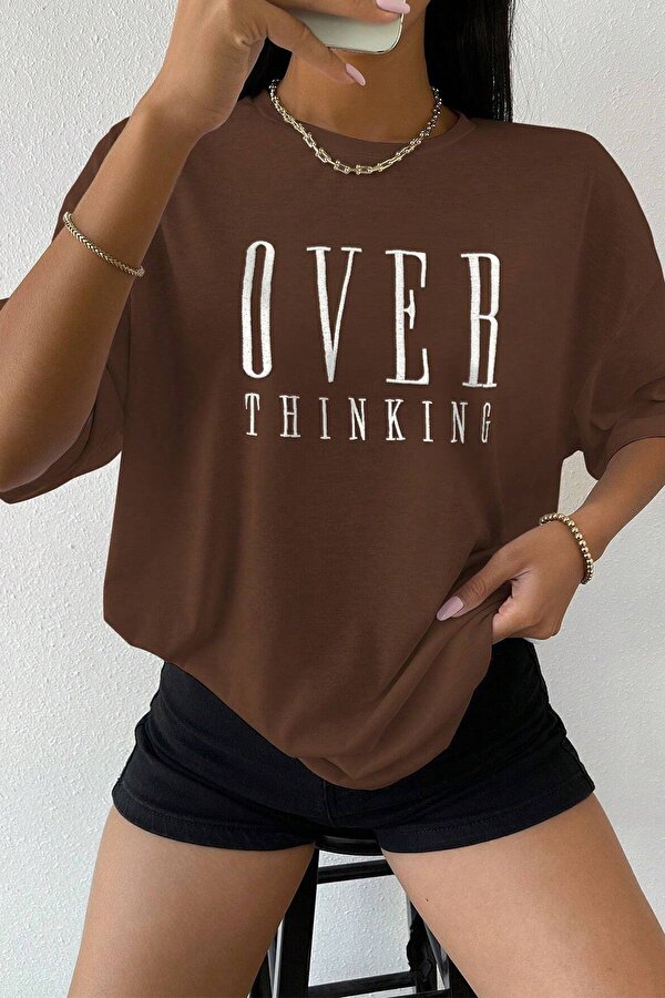 Unisex Over Thinking Baskılı Tasarım Tshirt - FLO 3 Al 1 Öde
