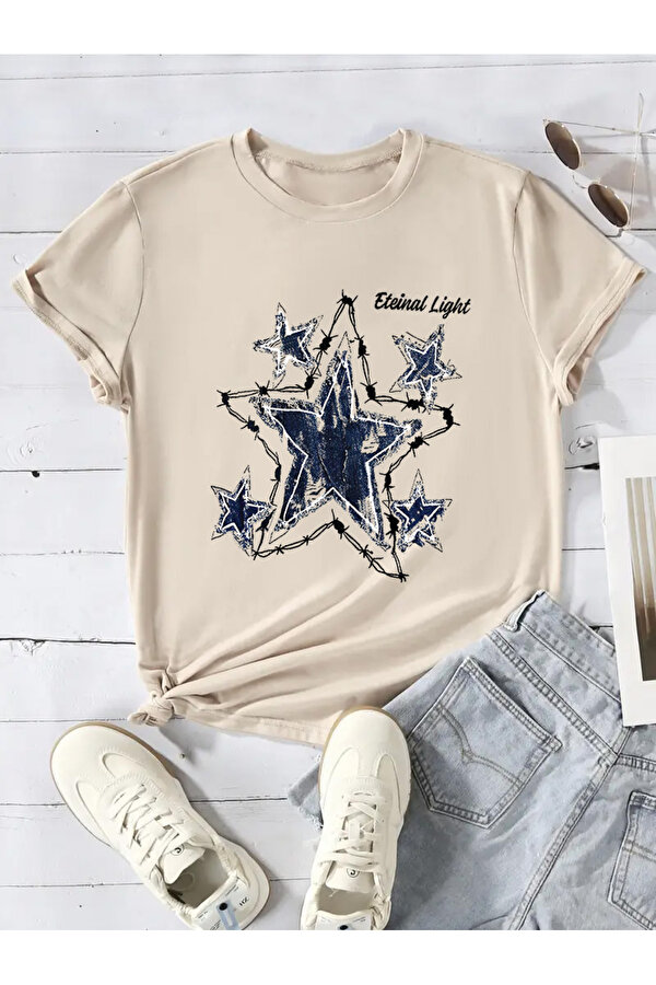 Unisex Eteinal Light Baskılı Oversize Tshirt - 3 Al 1 Öde