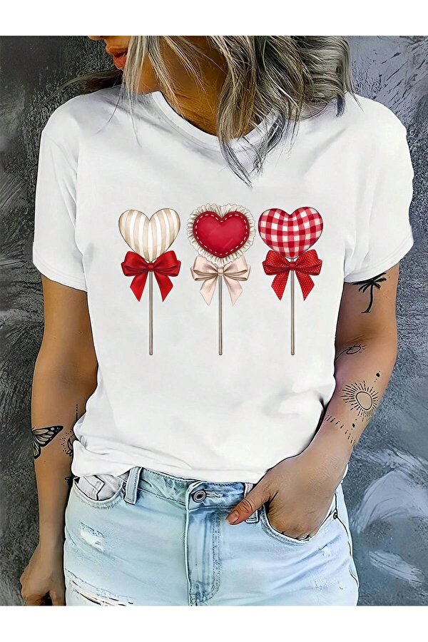 Şekerleme Lolilop Kalp Baskılı Tasarım Tshirt - FLO 3 Al 1 Öde