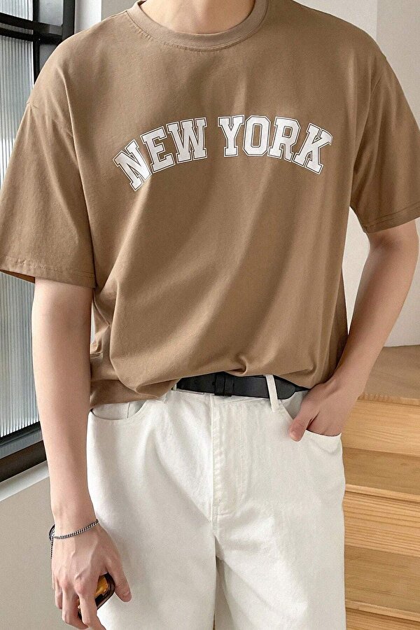 Erkek New York Baskılı Oversize Tshirt - 3 Al 1 Öde