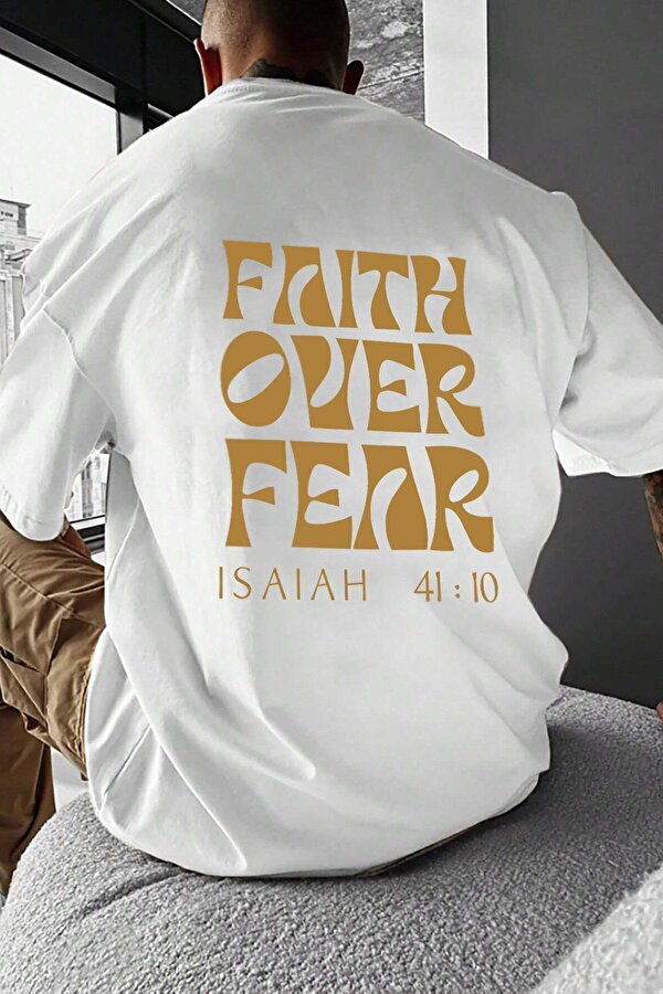 Erkek Fear Baskılı Oversize Tshirt - 3 Al 1 Öde