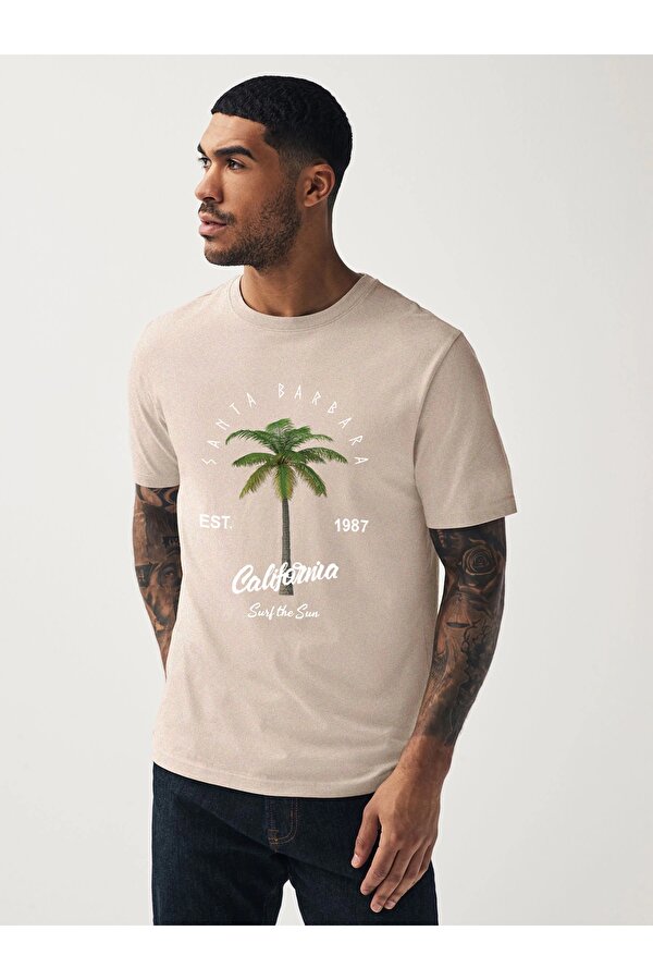 Unisex Santa Barbara Baskılı Tasarım Tshirt - FLO 3 Al 1 Öde