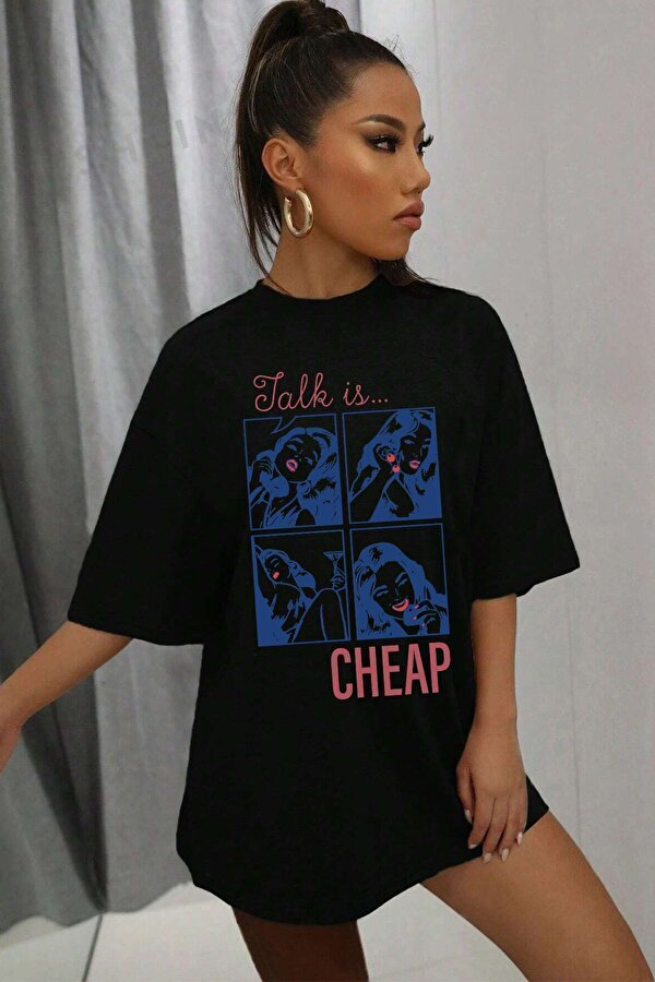 Unisex Talk is Cheap Baskılı Oversize Tshirt - FLO 3 Al 1 Öde