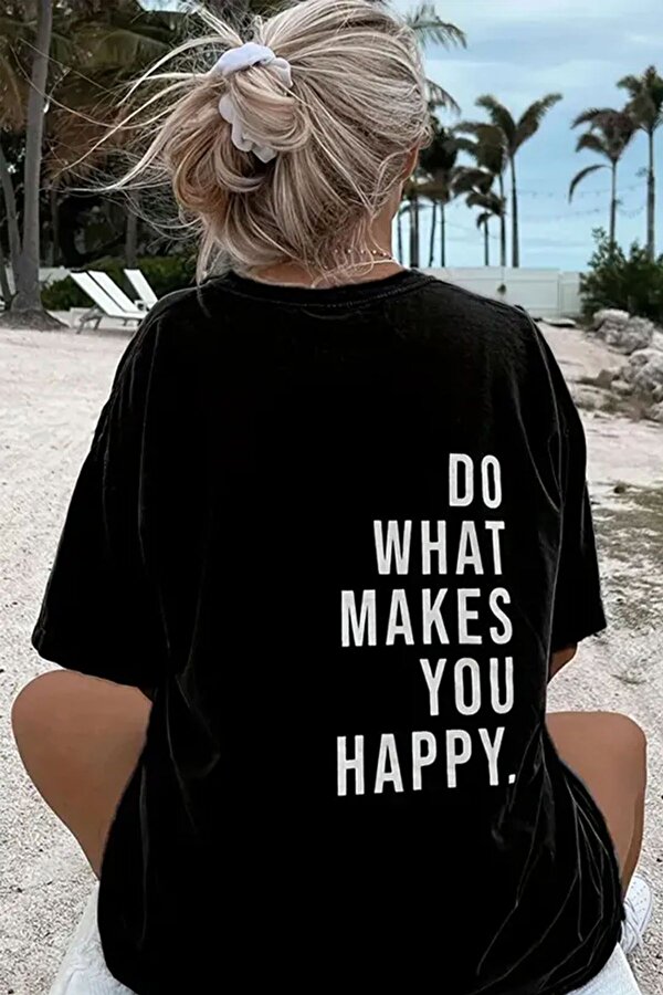Unisex Sırt Baskılı Do What Oversize Tshirt - 3 Al 1 Öde