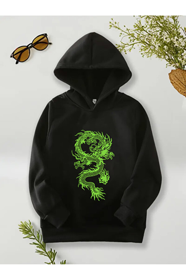 Çocuk Yeşil Ejderha Baskılı Tasarım Sweatshirt - FLO 3 Al 1 Öde