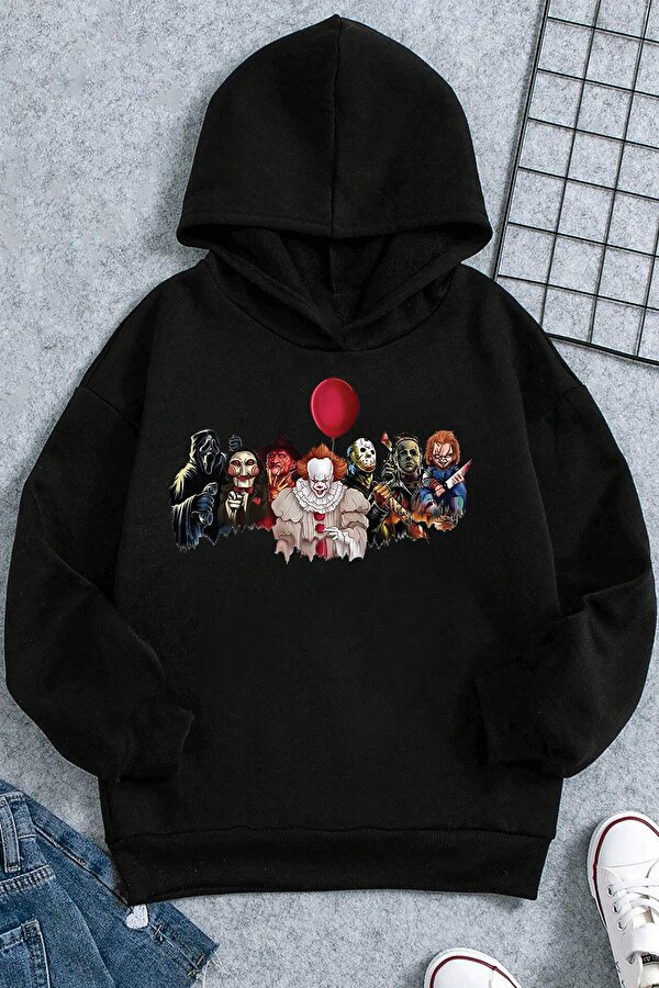 Korku Karakterleri Baskılı Erkek - Kız Çocuk Rahat Kalıp Sweatshirt - 3 Al 1 Öde