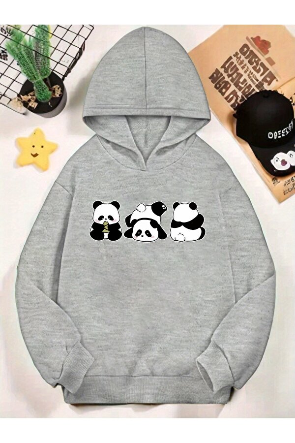 Unisex Yaramaz Pandalar Baskılı Oversize Sweatshirt - 3 Al 1 Öde