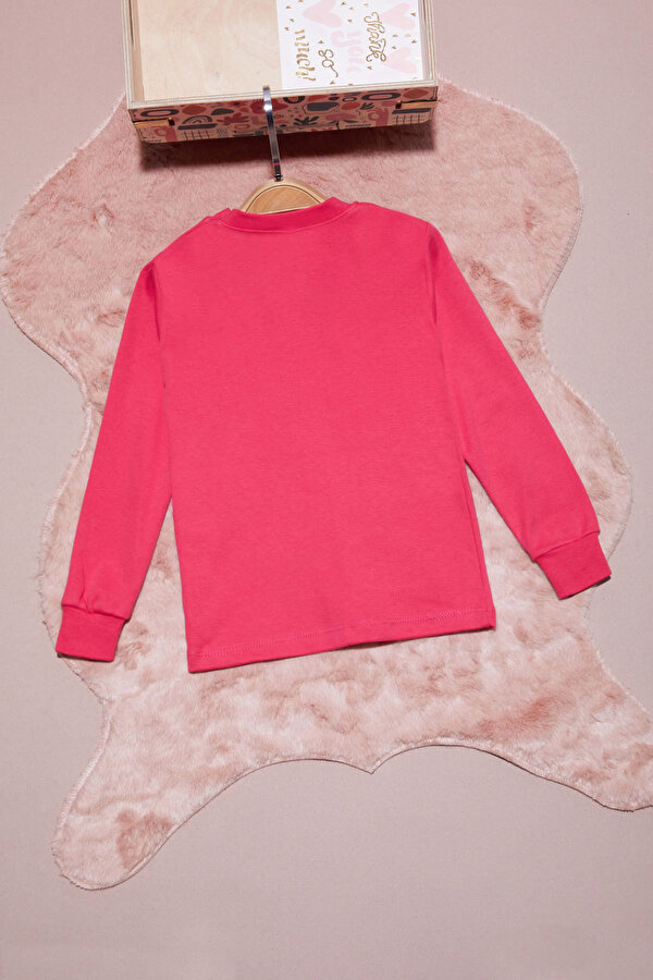 Cansın Mini Pembe Yazı Nakışlı Kız Çocuk Çıtçıtlı Sweatshirt 16416