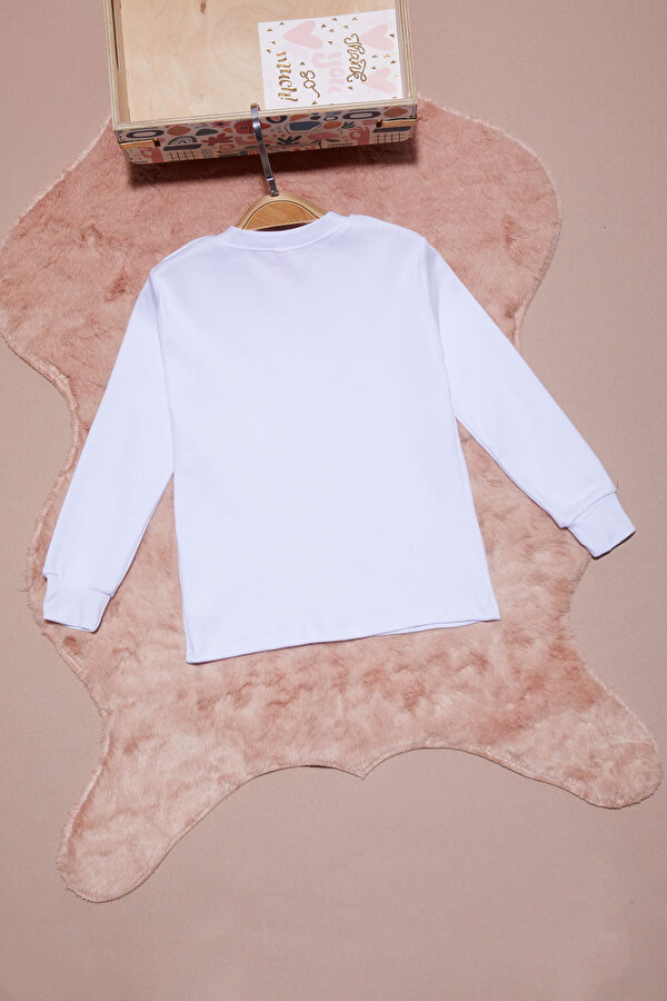 Cansın Mini Beyaz Yazı Nakışlı Kız Çocuk Çıtçıtlı Sweatshirt 16418