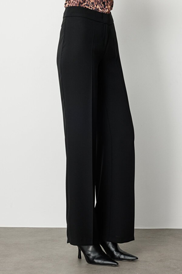 Ekol Kadın Krep Kumaş Bol Paça Pantolon 1031 Siyah