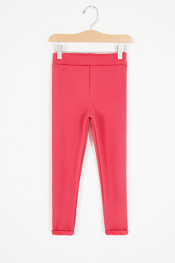 Cansın Mini Pembe Kalp Nakışlı İçi Peluş Kız Çocuk Tayt 17089