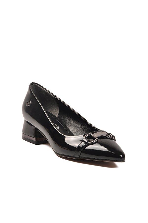 Pierre Cardin Siyah Rugan Dar Kalıp Kadın Topuklu Ayakkabı