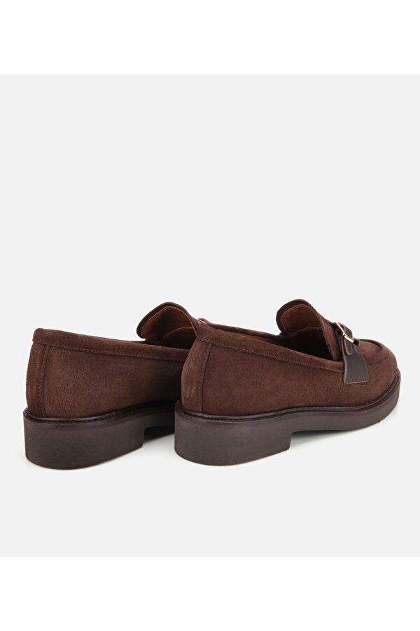 Hotiç Kadın Süet Deri Kahverengi Kemer Detaylı Günlük Loafer