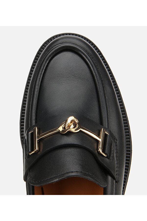 Hotiç Kadın Deri Siyah Tokalı Klasik Loafer