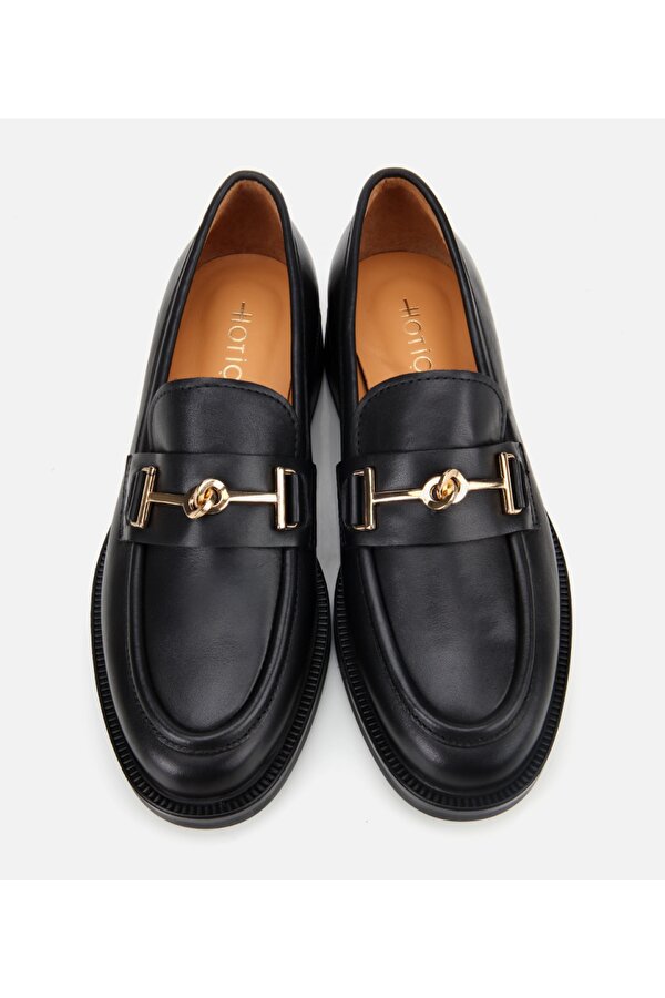Hotiç Kadın Deri Siyah Tokalı Klasik Loafer