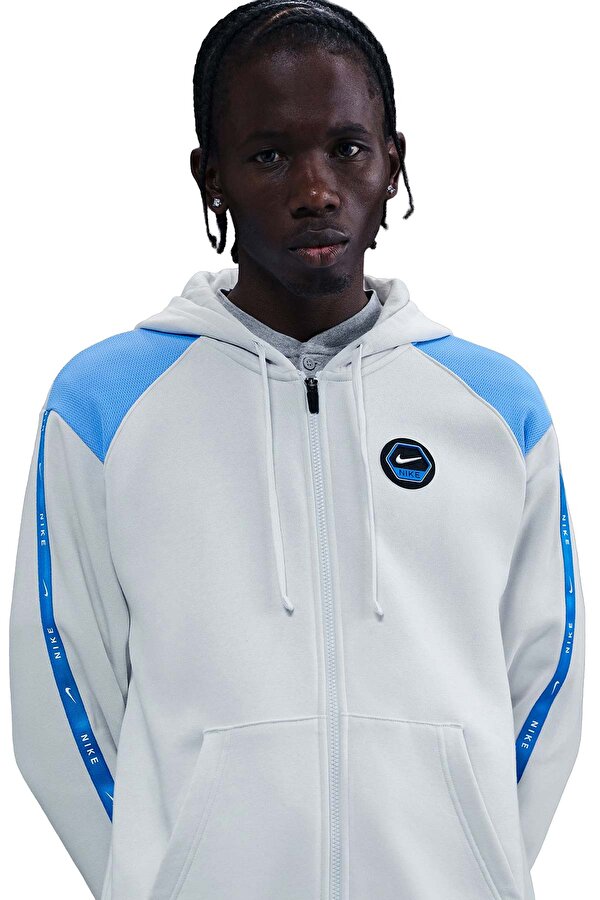 Nike M NSW CS HOODY FLC BB Gri Erkek Fermuarlı Sweatshirt