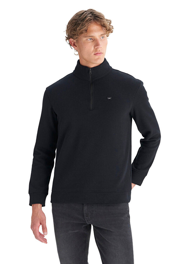 Wrangler Erkek Half  Zip Siyah Erkek Sweatshirt