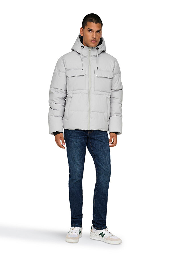 Only&Sons ONSELIJAH PCKT. HOOD JACK Gri Erkek Ceket