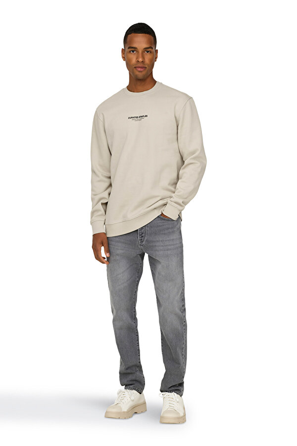 Only&Sons ONSCURATED REG CREW NECK Bej Erkek Sweatshirt