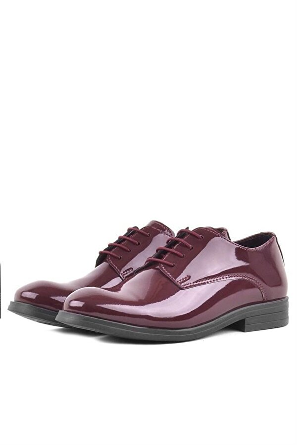 Rakerplus Bordo Rugan Bağcıklı Oxford Çocuk Okul Ayakkabısı