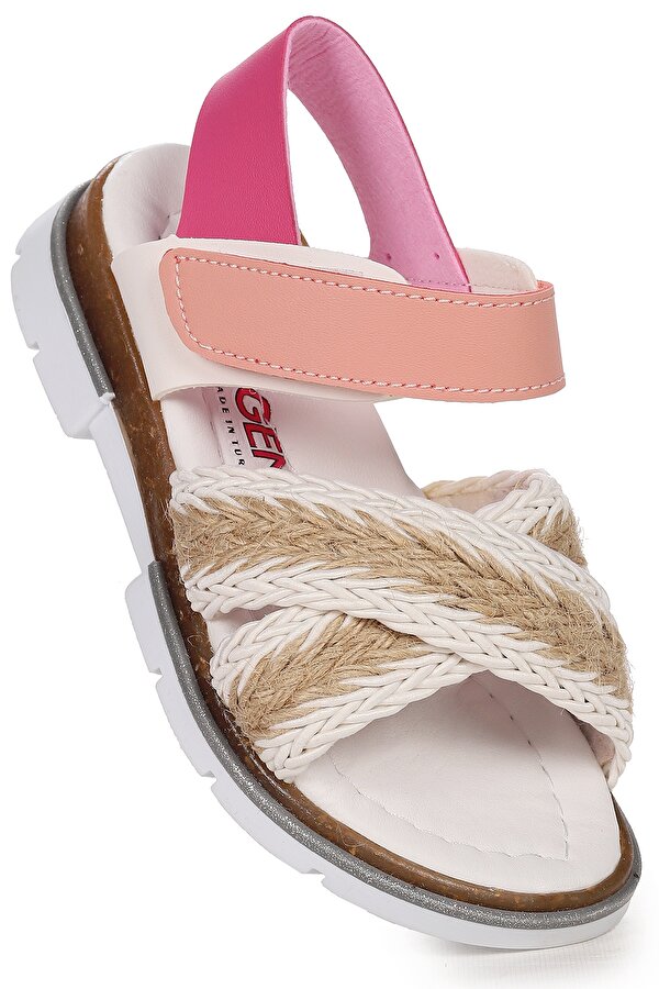 Kiko Kids Ortopedik Kız Çocuk Sandalet Şb 2843-47 Beyaz - Fuşya