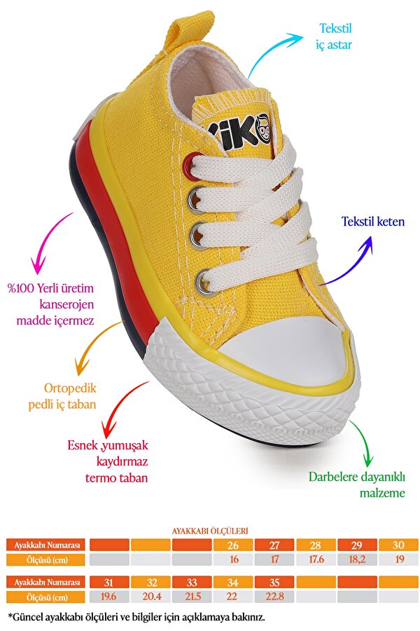 Kiko Kids Tinna Bağcıklı Erkek Çocuk Keten Spor Ayakkabı Sarı