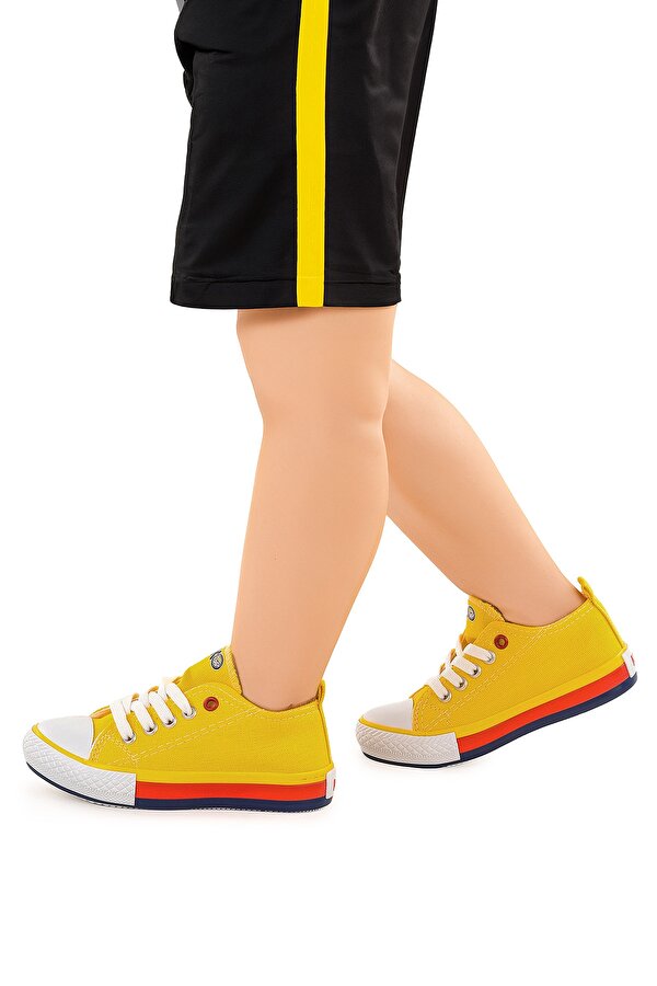Kiko Kids Tinna Bağcıklı Erkek Çocuk Keten Spor Ayakkabı Sarı