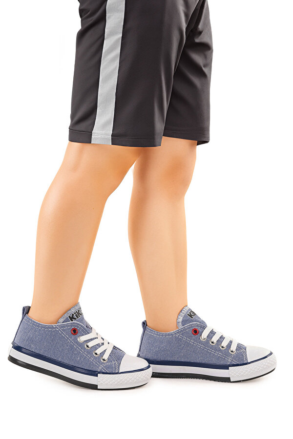 Kiko Kids Tinna Bağcıklı Erkek Çocuk Keten Spor Ayakkabı Kot Mavi