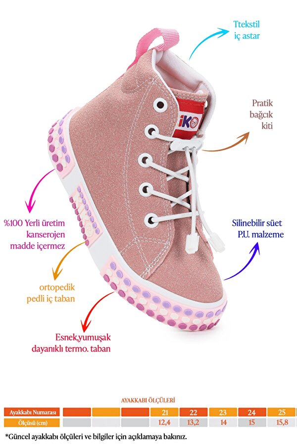 Kiko Kids Gamel Günlük Lastikli Kız Bebek Bot Ayakkabı Pudra