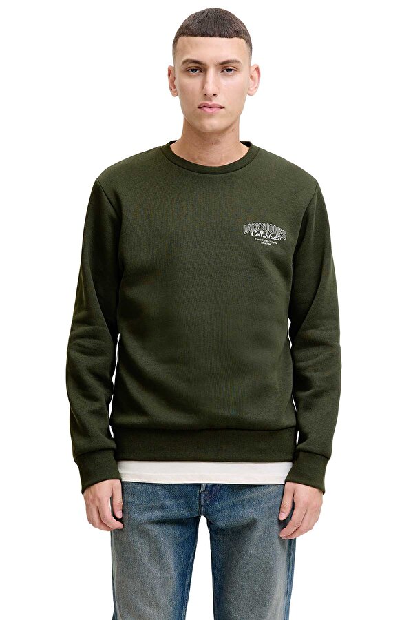 JJMAKOTO SWEAT CREW NECK Haki Erkek Sweatshirt - 2. Ürüne %50 İndirim