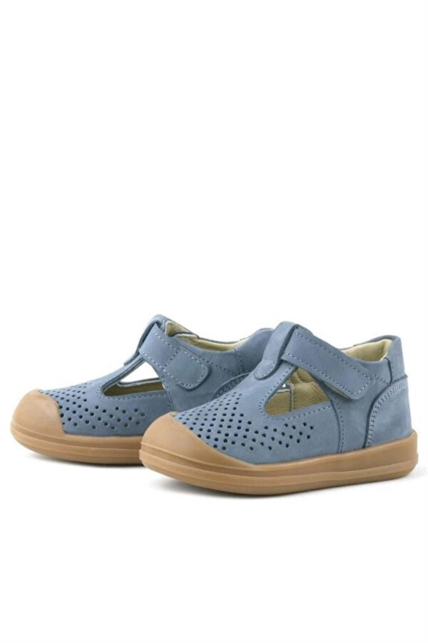 Rakerplus Shaun Hakiki Deri Gri Cırtlı Anatomik Bebek Sandalet