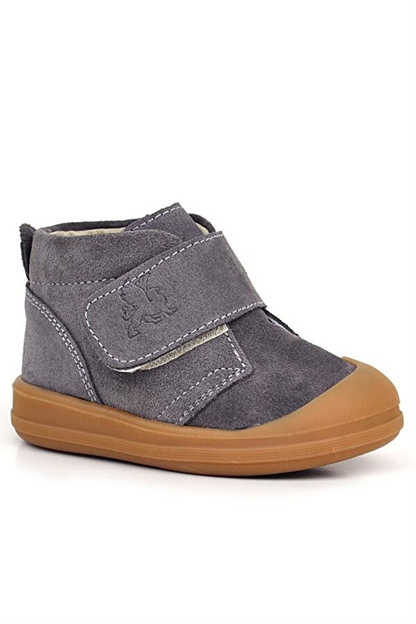 Rakerplus Yoohoo Hakiki Deri Koyu Gri Cırtlı Unisex Bebek Bot