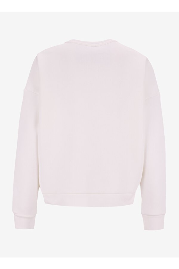 Fabrika Bisiklet Yaka Baskılı Beyaz Kadın Sweatshırt F5WL-SWT0232