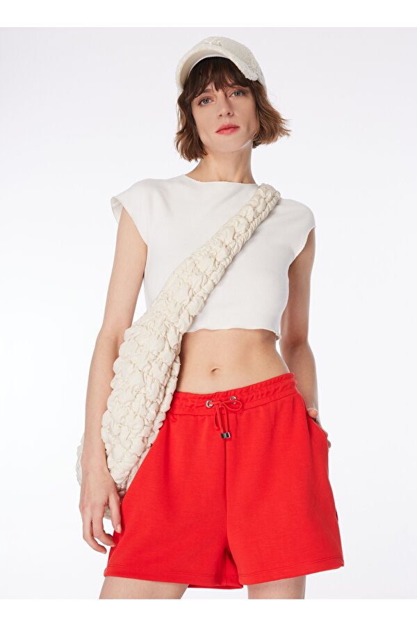 Fabrika Kırmızı Kadın Lastikli Basic Şort F4SL-SHT0611