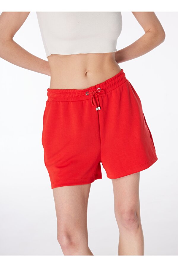 Fabrika Kırmızı Kadın Lastikli Basic Şort F4SL-SHT0611