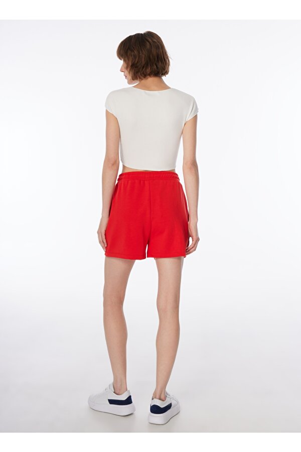 Fabrika Kırmızı Kadın Lastikli Basic Şort F4SL-SHT0611
