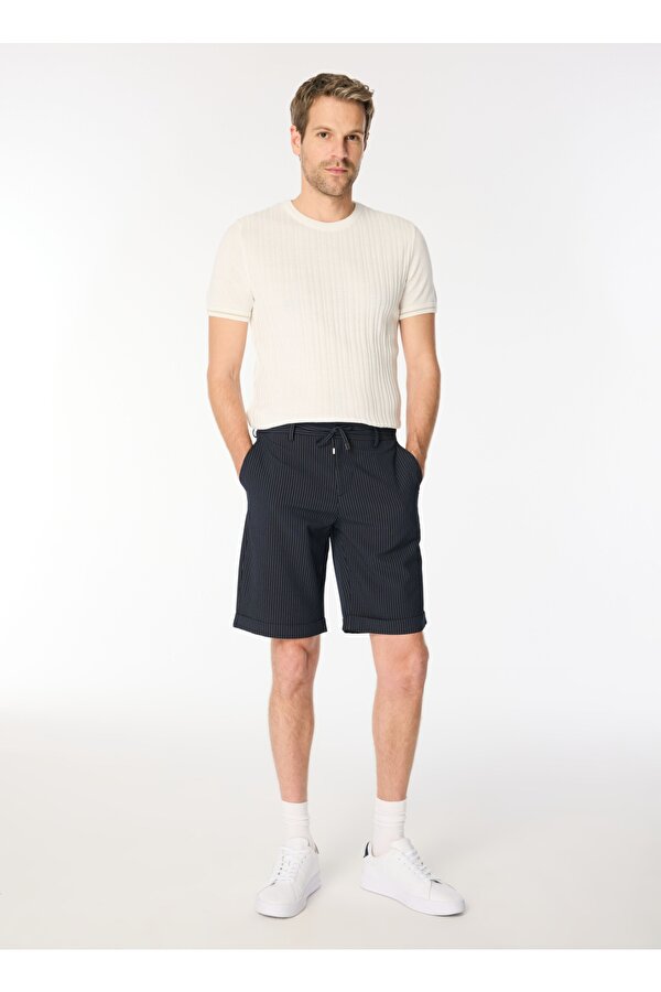 Fabrika Lacivert Erkek Basic Çizgili Bermuda Şort F4SM-SHT 0331