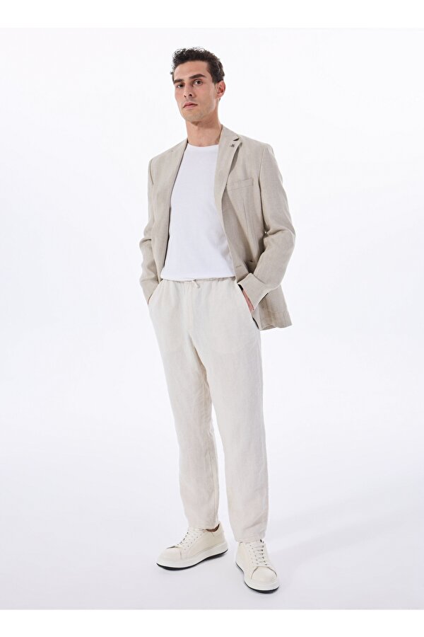 Fabrika Vizon Erkek Basic Armürlü %100 Keten Ceket F5SM-CKT 2560