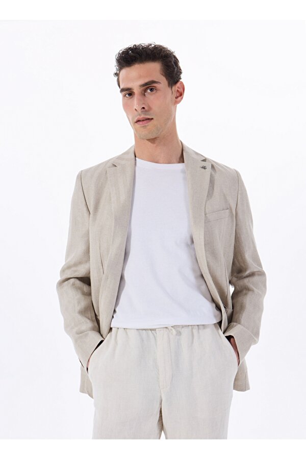 Fabrika Vizon Erkek Basic Armürlü %100 Keten Ceket F5SM-CKT 2560