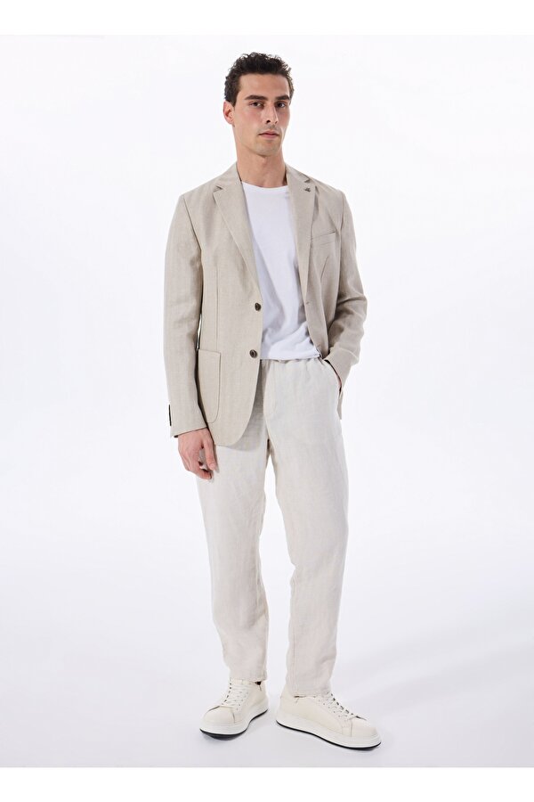 Fabrika Vizon Erkek Basic Armürlü %100 Keten Ceket F5SM-CKT 2560