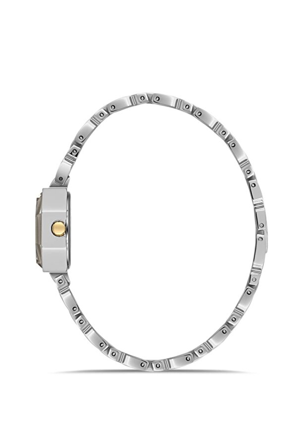 Dice Kayek DK.1.AG1420.04 Taşlı Tasarım Çelik Kordon Çelik Kasa 5 ATM Suya Dayanıklı Metalik-Altın Renk Kadın Kol Saati