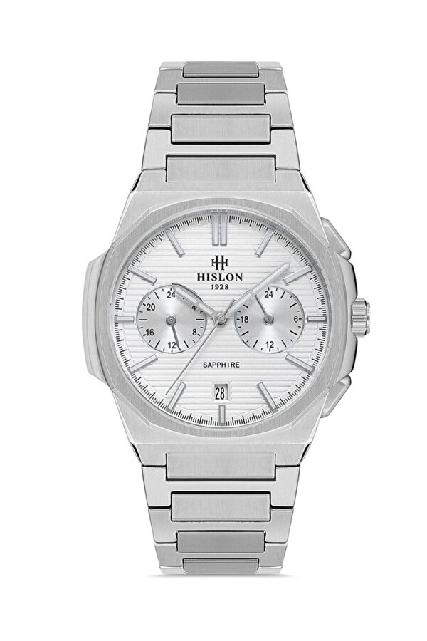 Hislon DT127S-02SS Safir Camlı Çelik Kordon Çelik Kasa 3 ATM Suya Dayanıklı Metalik Renk Erkek Kol Saati