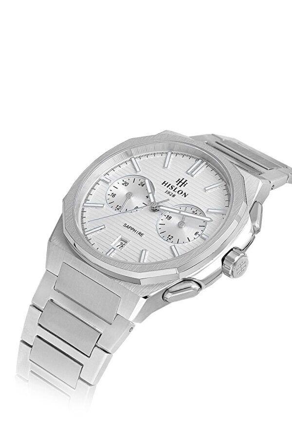 Hislon DT127S-02SS Safir Camlı Çelik Kordon Çelik Kasa 3 ATM Suya Dayanıklı Metalik Renk Erkek Kol Saati