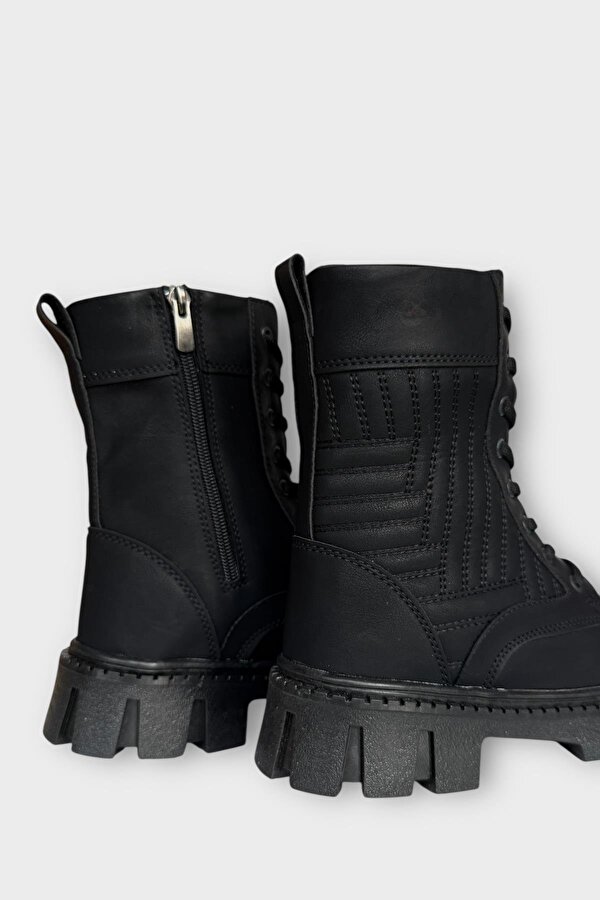 Liger Kışlık Bağcıklı Fermurlı Uzun Kadın Bot SİYAH