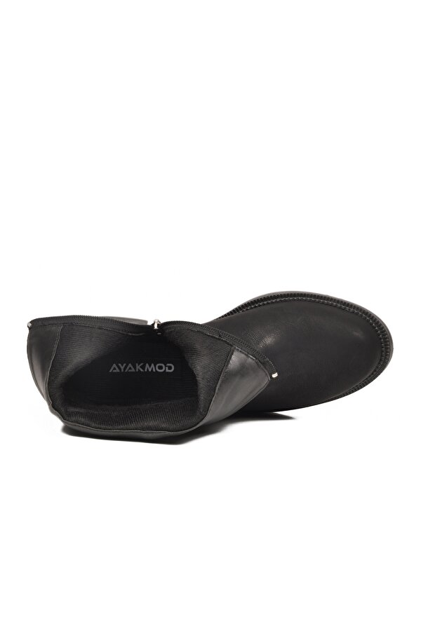 A Spor Aspor Siyah Zümrüt İçi Kürklü Fermuarlı Kadın Topuklu Bot