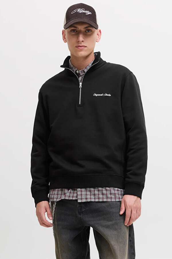 Erkek Jornorrebro Yarım Fermuarlı Dik Yaka Sweatshirt 12282899 Siyah