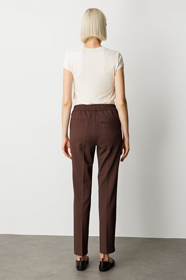 Ekol Kadın Beli Lastikli Bol Paça Pantolon 5035 Kahverengi